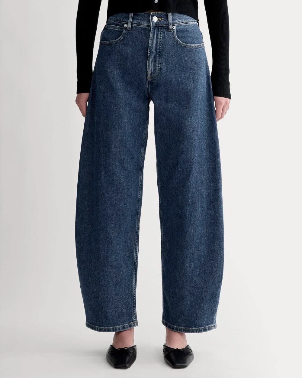 NWOT Everlane The Way-High Curve Barrel-Leg Jean In Medium Indigo Size 25 Long
